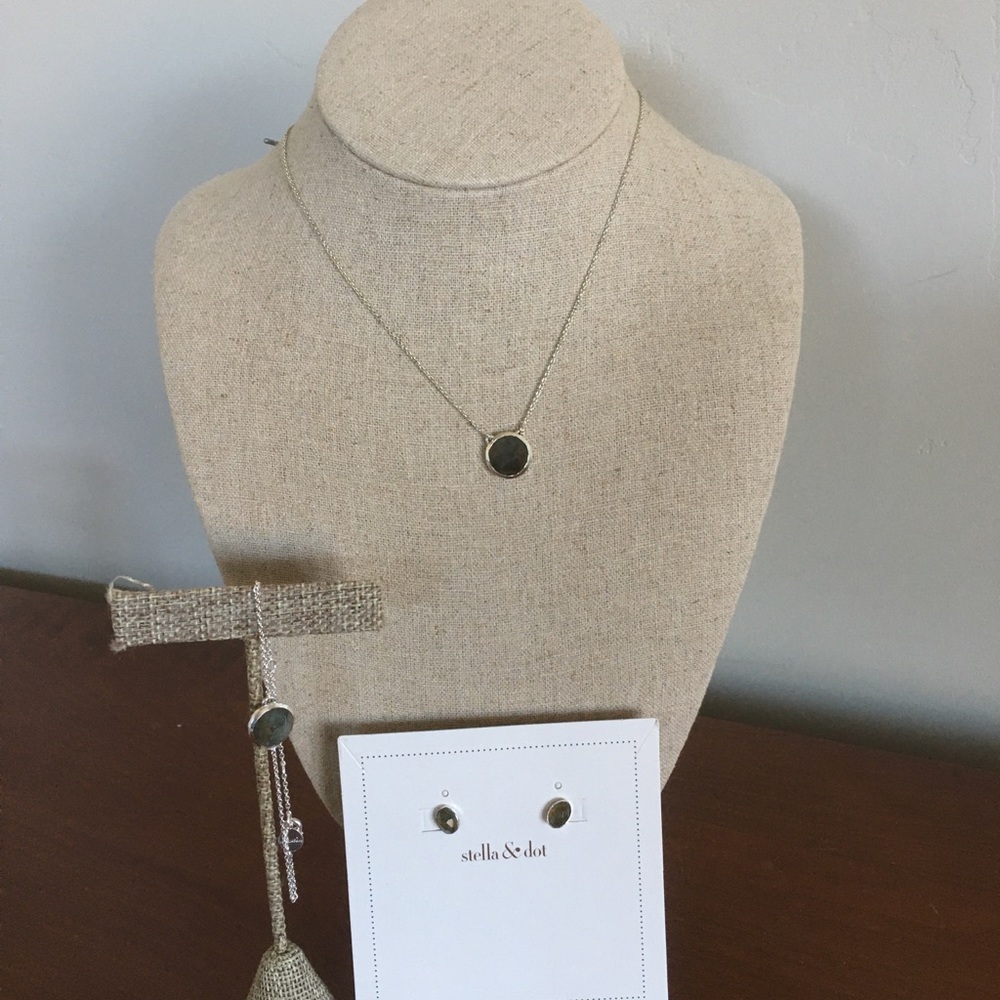 Stella & Dot Labradorite Maya Pendant Necklace Lot